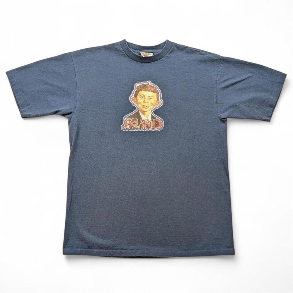 Vintage Scene Not Herd NYC Mad Magazine Comics Navy Blue T-shirt Size XL USA